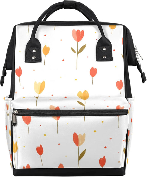 Hsnar Cute Tulip Flower Waterproof Diaper Bag Backpack Large Capacity Baby Bag with