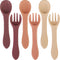 6 Pieces Silicone Baby Feeding Forks and Spoons Set, Safety First Stage Self Feeding Supplies for Toddlers