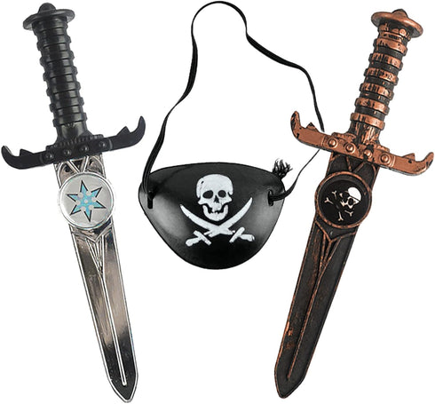 Firesofheaven 3-Piece Pirate Set - Pirate Sword, Blindfold, Treasure Game for Halloween Party, Outdoor Pirate Cosplay