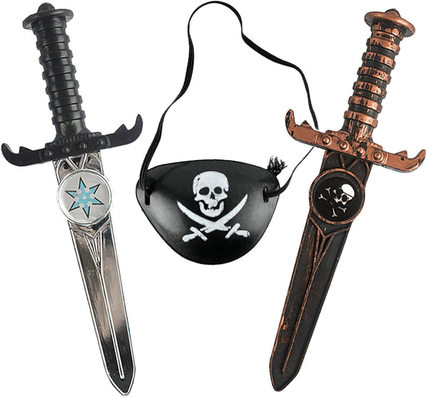 Firesofheaven 3-Piece Pirate Set - Pirate Sword, Blindfold, Treasure Game for Halloween Party, Outdoor Pirate Cosplay