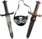 Firesofheaven 3-Piece Pirate Set - Pirate Sword, Blindfold, Treasure Game for Halloween Party, Outdoor Pirate Cosplay