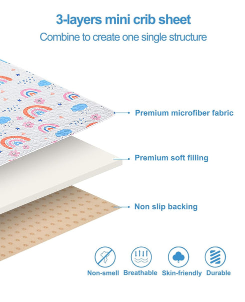 Pack Pack Pack Quilted n Play Sheet Fitted, Breathable Thick Pad for and Play Mattress, and Play Mattress Sheet fits