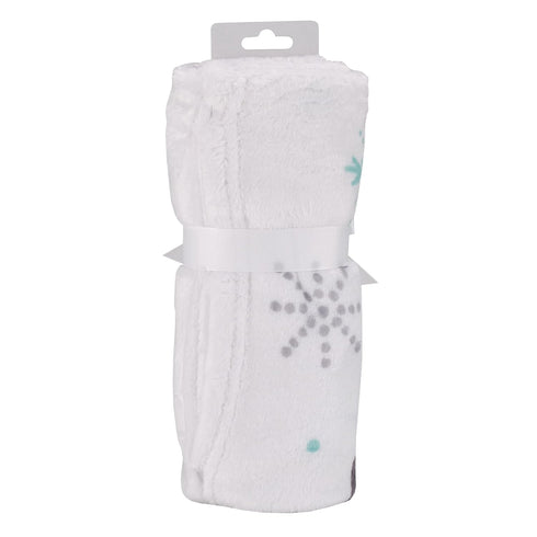 NOJO Penguin Let it Snow Christmas Baby Blanket, White, Aqua, and Gray, Super Soft Photo Op