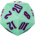 Large D20 Single 20 Sided DND Dice - 55mm Silicone D20 with Gift Box for RPG Games (Green/Purple)