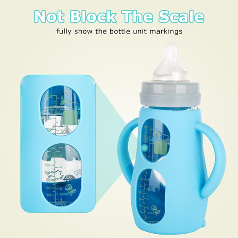 9oz,Anti 3 Pack Silicone Sleeves with Handles for Mam Glass Baby Bottles Breakage Baby Bottle Holder with Handles