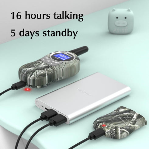 QNIGLO Kids Camping Walkie Talkies, Rechargeable Camo for Outdoor Adventure Game, Hiking, Army Police Toys for Ages 3-12