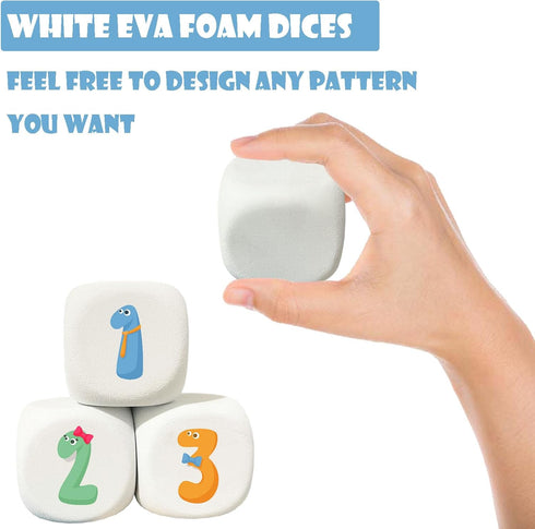 6PCS White EVA Foam Dices for Kids Graffiti, Building Blocks,Creative Painting