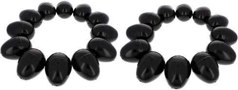 Set 24 2.25 Inches of Glossy Black Plastic Easter Eggs