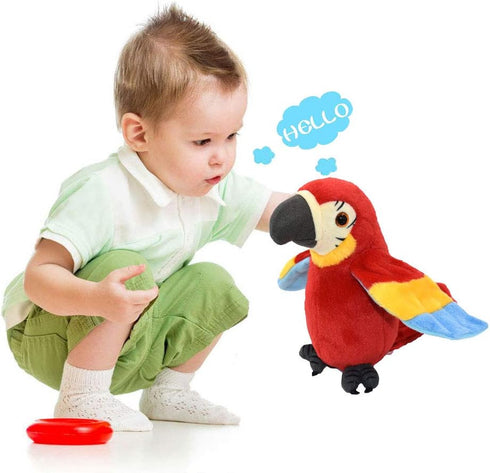 (Patent) Talking Parrot Plush Toy, Cute Mimicry Pet Animal Toy, Electronic Birthday Present for Kids (RED)