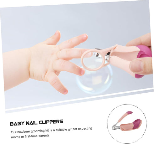 Set Nail Care Pink Nail Clippers with Tweezers Scissors Portable Grooming Kit for Newborns and Durable Easy Nail
