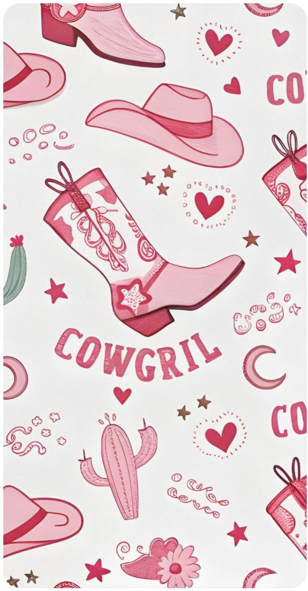 CZXW Pink Cowgirl Boots Crib Sheets Fitted 52" x 28" Natural Cotton Soft