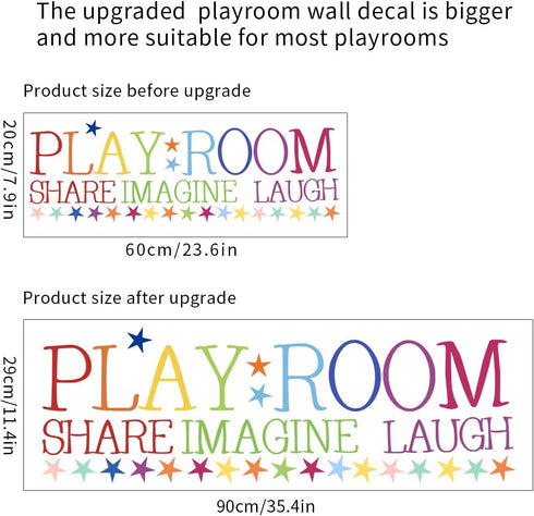 Playroom Wall Decor - Kids Playroom Wall Decals, DIY Stickers for Nursery Decoration, Share Imagine Laugh