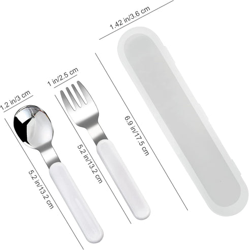 VANRA 2-Piece Children Fork and Spoon Set, 18/10 Stainless Steel Kids Flatware Set with Case for Lunch Box