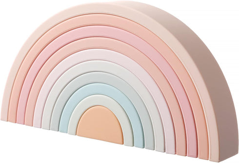 MCGMITT Rainbow Stacking Toy, Silicone Nesting Blocks for Toddlers, Montessori Color Shape Matching Toy Set