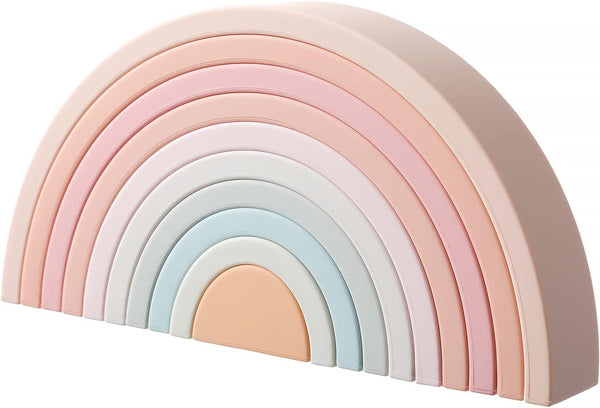 MCGMITT Rainbow Stacking Toy, Silicone Nesting Blocks for Toddlers, Montessori Color Shape Matching Toy Set