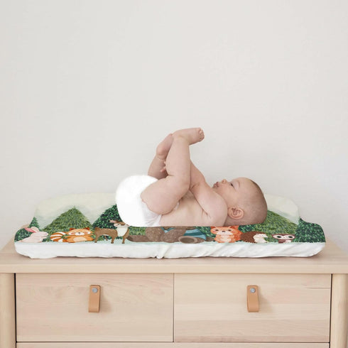 Woodland Animals Green Forest Changing Pad Covers, Soft Stretch Changing Table Mats 32''x16'' for Boys Girls Bear