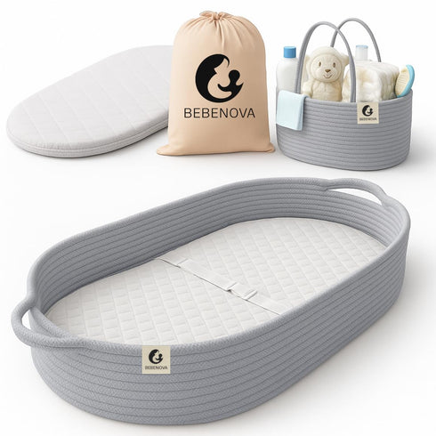 Generic BEBENOVA Baby Changing Basket with Waterproof Pad, Baby Diaper Caddy Organizer, Blanket