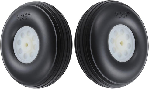 HobbyPark RC Airplane Wheels and Tires, PU with Plastic Hub, 2-Pack, 2.25"/F57mm