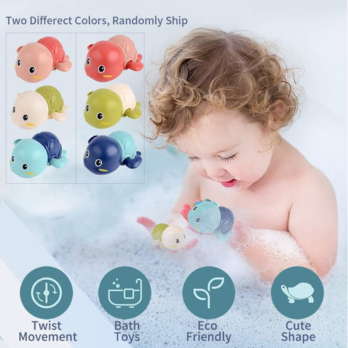 Baby Bath Toys, Wind Up Swimming Turtle Toys for Toddlers, Floating Water Bathtub Shower Toys (3 Pack)