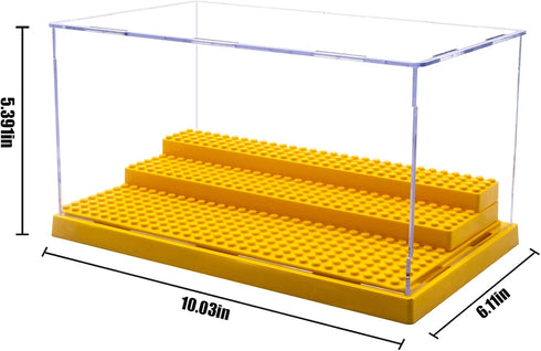 Minifigure Display Case for Action Figures, Dustproof Acrylic Storage Box with 3 Movable Steps for Collection Models