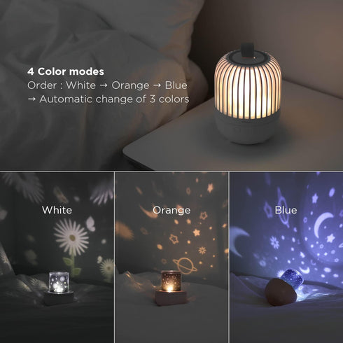 360 4 8 9 1200mAh mooas Rotating Projector Melody Nightlight (White), Rotating Nightlight, Wonderland Night Light