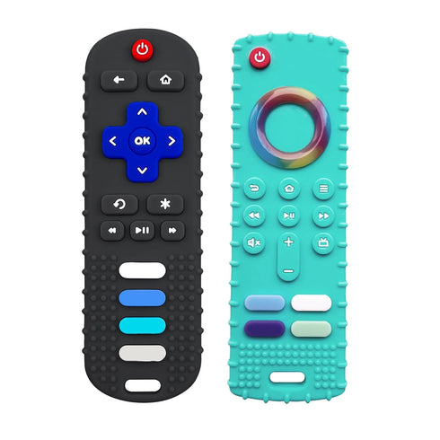 2-Pack Silicone Baby Teething Toys - Remote Control Shape Teething Toys, Chew Toys for Boys & Girls, Early Educational