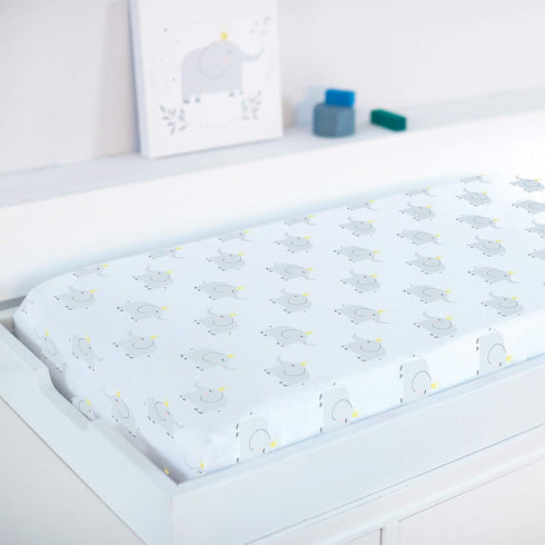 Hello Spud Gray Elephant Changing Pad Cover Organic Cotton Jersey - Super Soft