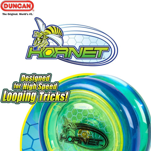 Duncan Toys Hornet Pro Looping Yo-Yo, Blue with White Cap, Ball Bearing Axle and Plastic Body