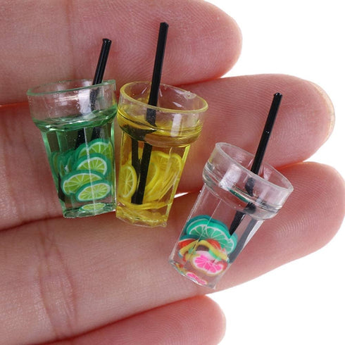 13 Pcs 1:12 Simulation Drink Bottle Jam Jar Toys, Colourful Cocktail Cup for Dollhouse Kitchen Decor