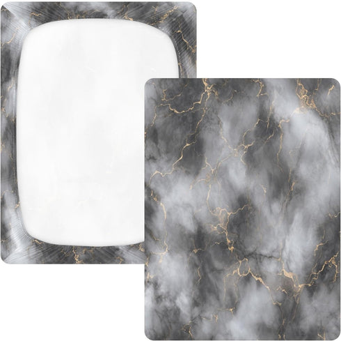 Bseiialft 52 28 Gray Gold Marble Crib Sheets for Boys Girls Soft and Breathable Cotton Baby Sheets for Standard Crib