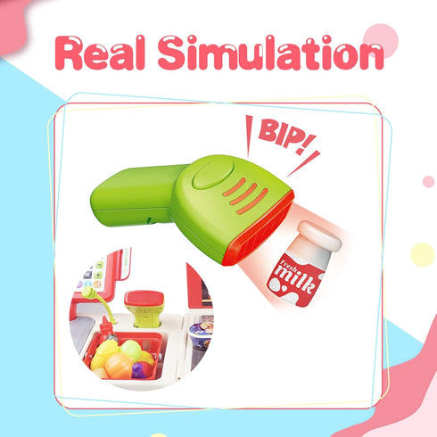 RedCrab Cash Register Toy for Kids,Toddler Store Pretend Plays Supermarket Calculator Cash Register Gift with Scanner