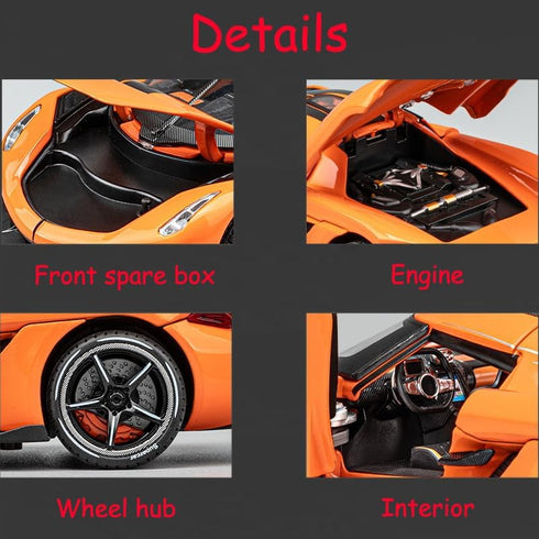 Toy Cars Model Koenigsegg Jesko, 1/24 Orange Alloy Die-cast Vehicle with Sound and Light