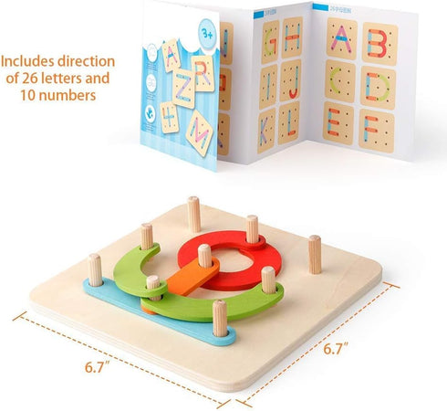 Set Coogam Wooden Letter Number Construction Puzzle Educational Stacking Blocks Toy Shape Color Sorter Pegboard