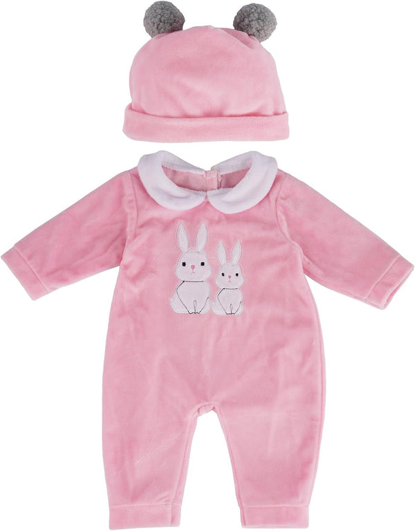BABESIDE 2 Pcs Reborn Baby Doll Clothes with Hat for 17-22 Inch Baby Dolls, Cute Bunny Pattern Outfits