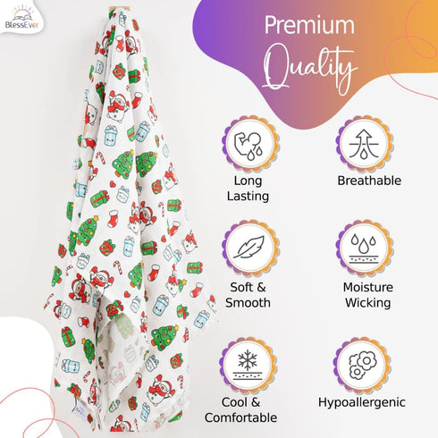 Muslin Swaddle Blanket for Unisex, Soft Breathable and Skin-Friendly Baby Swaddles for Boys & Girls, Newborn Receiving Blanket, Christmas Blankets Babies, Large 42 x 47 inches by BlessEver