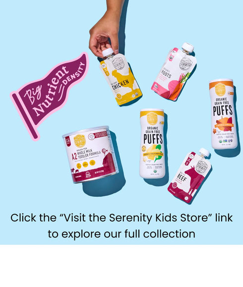 6+ Nutrient-Packed 5g 3.5 Oz, Pack 6 Serenity Kids Months Baby Food Pouches - Organic Baby Food with Protein - Savory