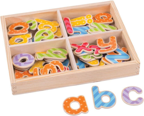 Bigjigs Toys Educational Wooden Magnetic Letters, Lowercase Letters for Kids Learning