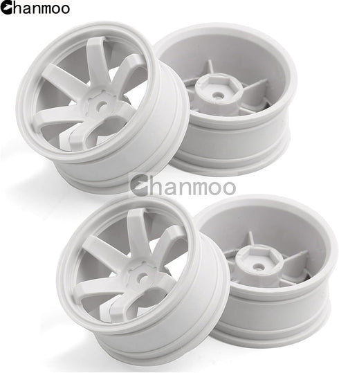 1/10 RC Rally Racing Wheels 12mm Hex Hard Plastic Rims for 1:10 Scale Drift Car Tires, 4PCS Compatible with Tamiya TT01