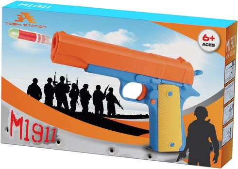 20 2 6+ Toy Gun - Soft Dart Blaster with Soft Darts and Dart Holders Slide Action with Safety Orange Roleplay Accessory
