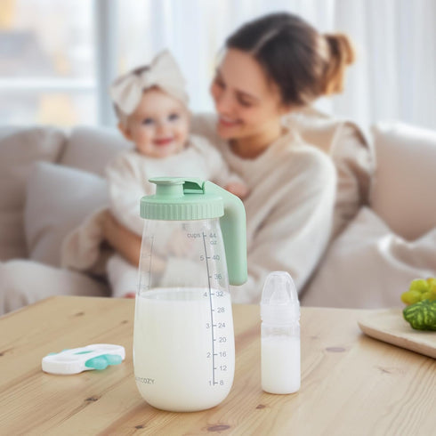Momcozy 48OZ, 1 Count Glass Breast Milk Pitcher, Formula Breastmilk Storage Container, Heat & Cold Resistant, No Leak
