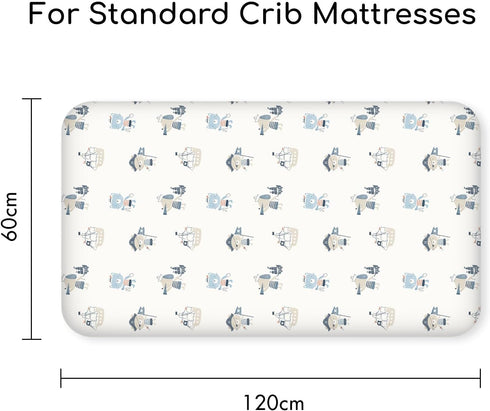 47"x24", 3 Pack Nap Mat Sheet Blue Ocean Sailor Baby Crib Sheets Fitted Elastic Corners, Preschool Day Care Rest Mat