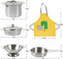 Set Playset Sundaymot Play Kitchen Accessories, Wooden Play Food, Cooking with Stainless Steel Cookware Pots and Pans