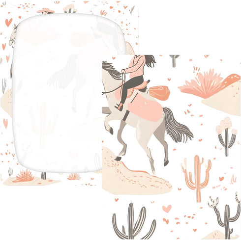 YETTASBIN Pack 28 52 Cartoon Cowgirl Natural Cotton Fitted Crib Sheet, Extra Soft Play Sheets Breathable Nursery