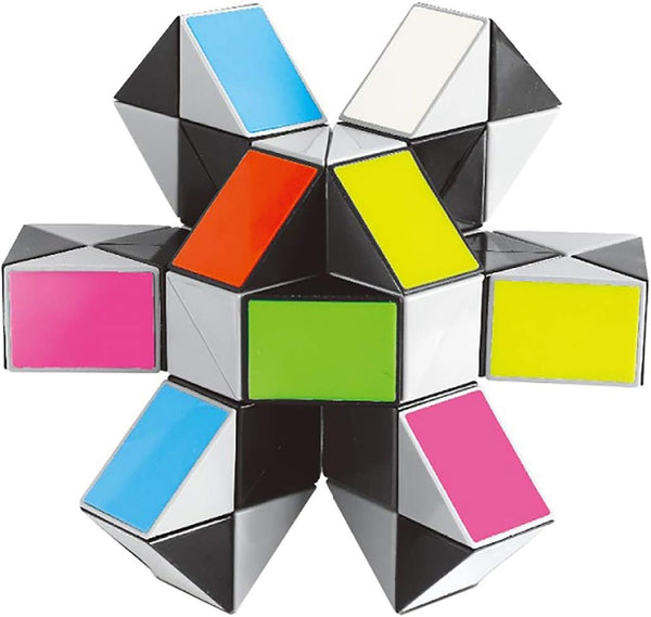 Larger Snake Cube Puzzle Fidget Sensory Toy, Vivid Rainbow 8 Colors Magic Ruler Twist Cube Brain Teaser Puzzles (48