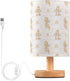 YYZZH Table Lamp Watercolor Baby Dragon Rainbow Striped Pattern Nightstand Lamp with Wood