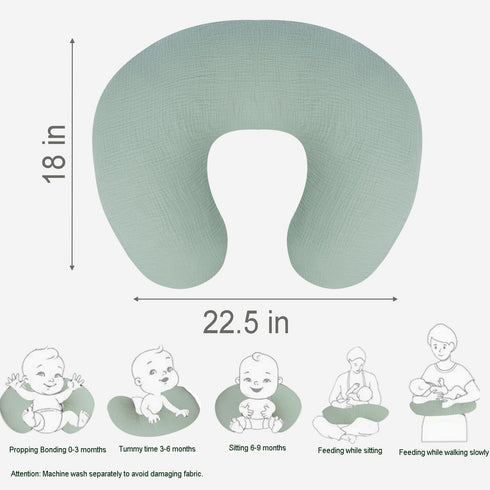 lethooly 2-Pack 22.5"x18" Nursing Pillow Cover - Muslin Cotton Removable Covers for Breastfeeding Pillows, Ultra-Soft