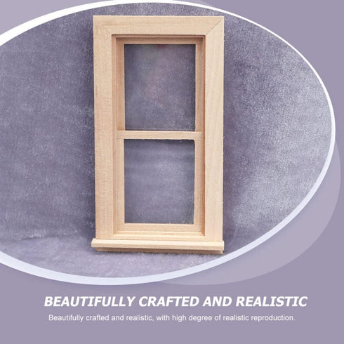 Toyvian 1:12 Scale Wooden Dollhouse Mini Window Frame, Miniature Wooden Furniture for Doll House Decoration