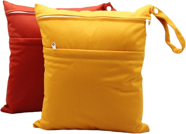2pcs Cloth Diaper Wet Dry Bags Waterproof Reusable with Two Zippered Pockets