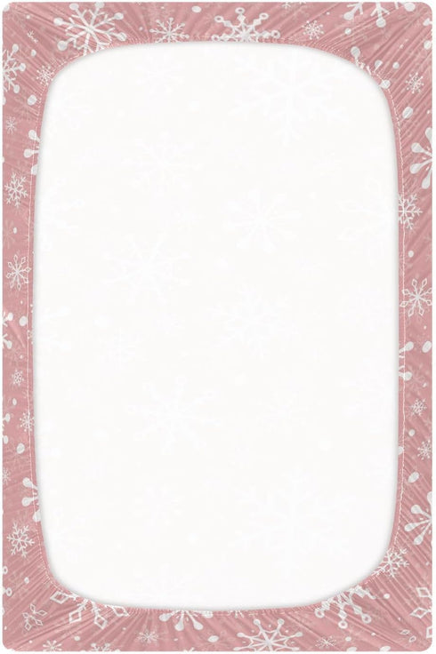 J JOYSAY Pack Pad,52 28 Christmas Snowflakes Fitted Crib Sheet for Boys Girls Baby Crib Sheet Crib Mattress Sheet Soft