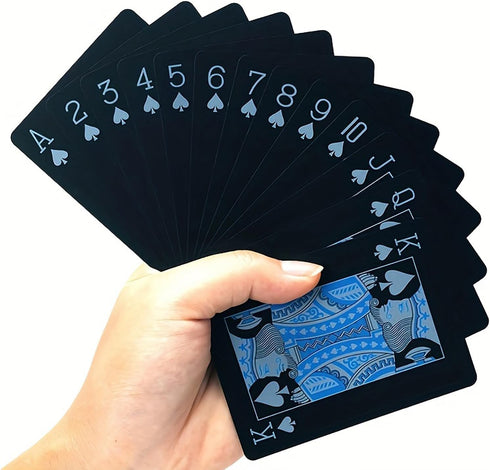 SFALCI 1pc Waterproof Plastic Poker Playing Cards PET Table Games Halloween/Thanksgiving Day (Blue x Silver)